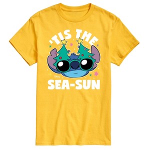 Men's - Lilo and Stitch - Tis the Sea-Sun Christmas Short Sleeve Graphic T-Shirt - 1 of 4