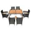 Whisen 7 Piece Outdoor Patio Wicker Dining Set with Acacia Wood Table Top - 3 of 4
