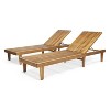 GDFStudio Teresa Outdoor Acacia Wood Armless Adjustable Chaise Lounges (Set of 2) - 2 of 4