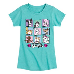 Girls' - Barbie - Pet Grid Fitted Short Sleeve Graphic T-Shirt - 1 of 4