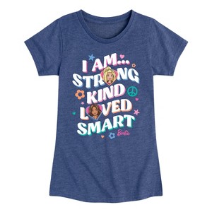 Girls' - Barbie - I Am Strong Kind Loved Smart- Girls Fitted Short Sleeve Graphic T-Shirt Fitted Short Sleeve Graphic T-Shirt - 1 of 4
