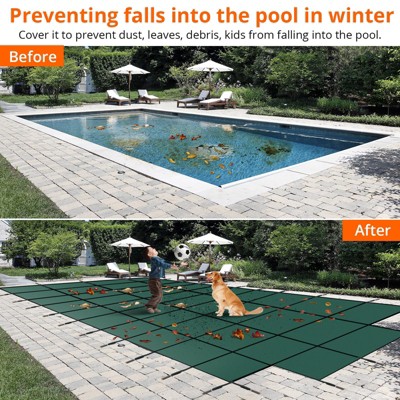 Garvee Pool Safety Inground Pool Cover,Full Set w/Pool Safety Net and Installation Tools, Ultra-Dense Safety Pool w/Anchors for Inground Pools