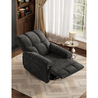 Manual Recliner Chair, Swivel Rocker Chair for Adults, Ergonomic High Back Silent Nursery Glider, Upholstered Fabric Reclining Sofa Chair