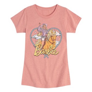 Girls' - Barbie - Western Barbie Heart Fitted Short Sleeve Graphic T-Shirt - 1 of 4