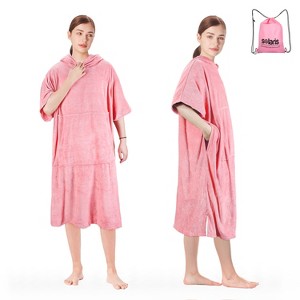 Solaris Women's Hooded Beach Towel, Lightweight Wearable Beach Towel with Drawsting Storage Bag, Surf Cape Changing Towel Robe - 1 of 4