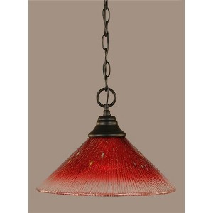 Toltec Lighting Any 1 - Light Pendant in  Matte Black with 12" Raspberry Crystal Shade - 1 of 1