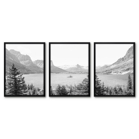 Americanflat 3 Piece 16x20 Wrapped Canvas Set - Montana Mountain