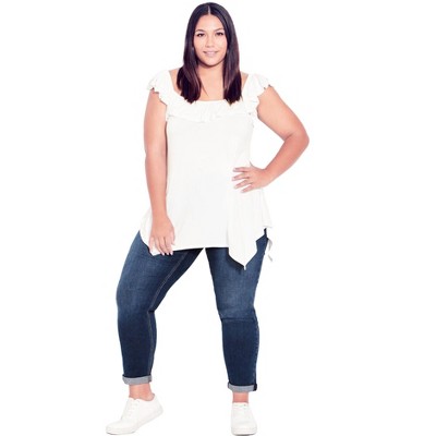 Avenue Women's Plus Size Denim Girlfriend Stretch Jean