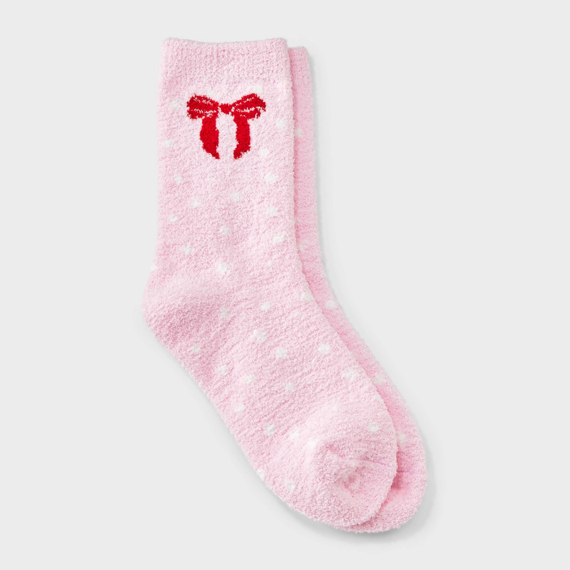 Girls' Bow Polka Dot Cozy Socks - art class™ Light Pink