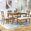 Counter Height Dining Sets 6 Piece, Dining Table Set For 6, Dining Set Solid Wood With X-Shaped Backrests Chairs -Cuddlewood - 2 of 4