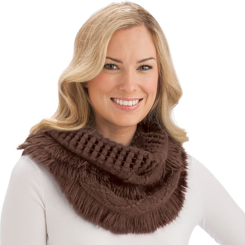 Collections Etc Soft Winter Infinity Fringe Scarf, 1 of 4