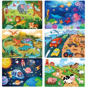BenBen Wooden Jigsaw Puzzles for Kids 3-6, 6 Pack 24 Pcs Preschool Learning Educational Toys - 1 of 4