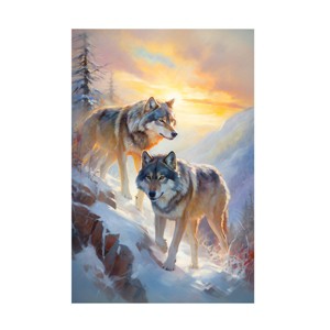 Trademark Fine Art - Ray Heere Wolves in Winter Mountains 2 Canvas Art - 1 of 4