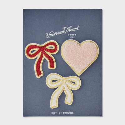 Heart and Bows Patch Set 3pc - Universal Thread™ Multicolor