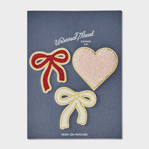 Heart and Bows Patch Set 3pc - Universal Thread™ Multicolor - 1 of 2