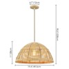 Rennnsan Orevyn 19"W 1-Light Dome Woven Ratten Boho Dimmable Pendant in Beige - 3 of 4