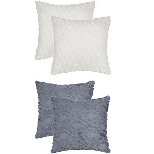 Unique Bargains Patterned Soft Shaggy Plush Faux Fur Throw Pillow Covers Set 4 Pcs - 1 of 4