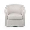 Swivel Barrel Accent Chair,31.25" Linen Upholstered Club Chair with Nailhead Trim for Living Room,Bedroom,Office-Baofuwish - 3 of 4