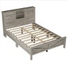 Queen Platform Bed Frame with Storage Headboard and USB Charging Station,No Box Spring Required-LAOTIES - 4 of 4