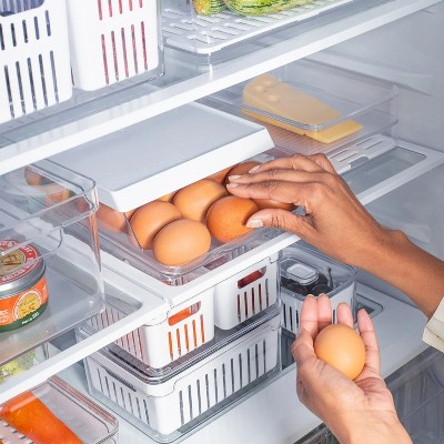 OU Egg Holder for Fridge, BPA Free Rolling Egg Organizer for Refrigerator Organization, Clear Stackable Container for Kitchen Organizers and Storage — фото 4