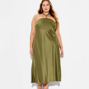 Women's Satin Halter Maxi Dress - Wild Fable Green XXL : Target