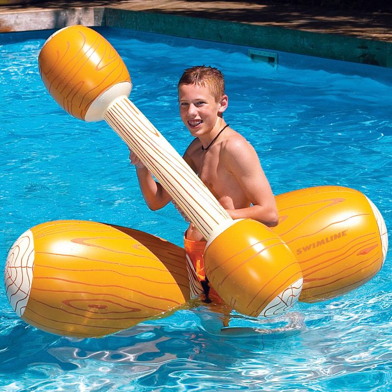 Swimline 4-pc Inflatable Log Flume Swimming Pool Jousting Set - Brown/White, 3 of 4