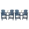Patio HDPE Adirondack Chairs, Outdoor Tall Seating, for Deck, Balcony, Backyard, Patio Bar Stool Chair, Blue - 3 of 4