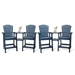 Outdoor Adirondack Barstools with Connecting Tray, Tall Adirondack Chairs Bar Chairs for Deck, Balcony, Backyard, Patio Bar Stool Chair with High Back - 1 of 4