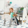 Costway 2 in 1 Kids Easel Desk Chair Set Book Rack Adjustable Art Painting Board Blue/Gray - 4 of 4