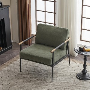 Leisure Lounge Chair Arm Chair with Metal Frame, Upholstered Side Chair - 1 of 4