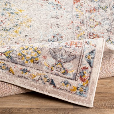 Elegant Gray Kashan 7'10" x 10'3" Synthetic Rectangular Rug