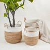 Saro Lifestyle Raffia Duo-Tone Woven Basket (Set of 3), Beige - 4 of 4