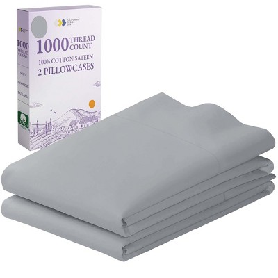 Luxury 1000 Thread Count Pillowcase Set, 100% Cotton Sateen by California Design Den