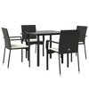 vidaXL Patio Dining Set Outdoor Rattan Wicker Table and Chair Set for Porch - Black 63" Table Length 4 Piece - 3 of 4