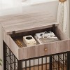 Grey Small Dog Crate End Table,Dog Crate Furniture, Dog Kennel End Table with Storage Drawer, Chew-Proof Metal Fence, Lockable Door, Wooden Pet Cage - 3 of 4