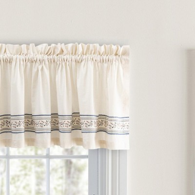 Natural Cotton Textured Rod Pocket Valance with Embroidery