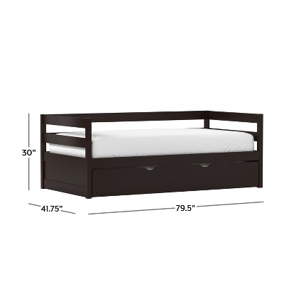 Twin Brown Pine Wood Daybed with Trundle