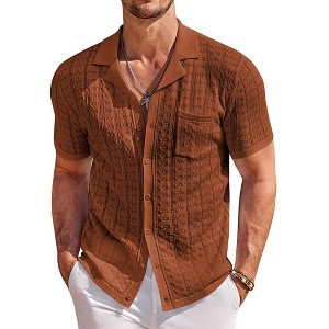 COOFANDY Button Down Shirt Polo Shirts Short Sleeve - 1 of 4
