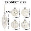 Aoibox Vintage Christmas Ball Ornaments Set 3.15 Inch Shatterproof Antique White Gold Distressed Farmhouse Tree Decorations 6 Pack - 2 of 4