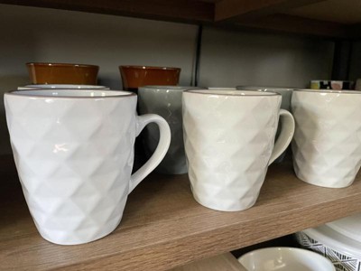 12oz 6pk Stoneware Multi-diamond Mug Set With Stand Gray - Elama : Target