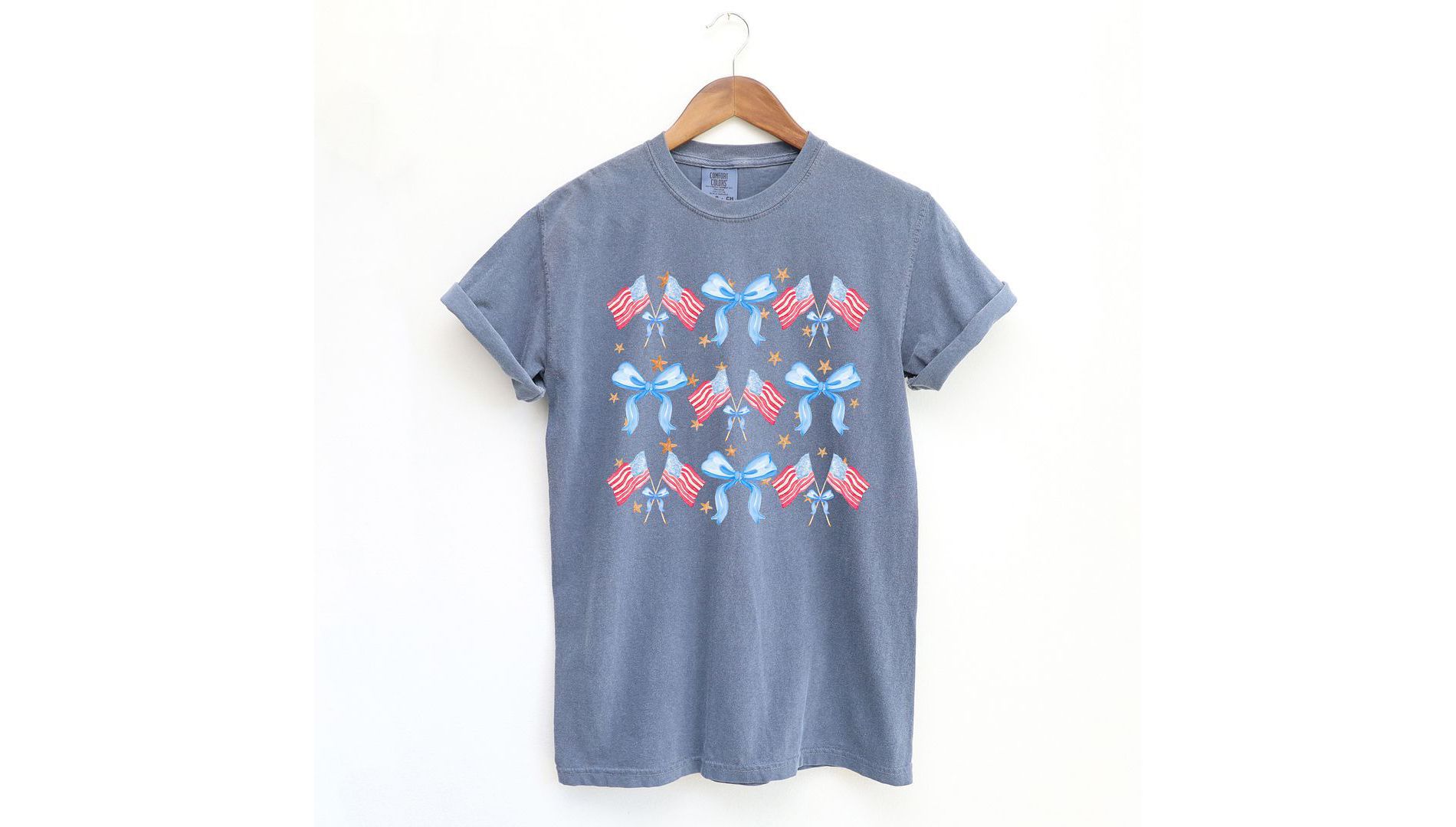 Simply Sage Market Women's Coquette Patriotic Chart Short Sleeve Garment Dyed Tee