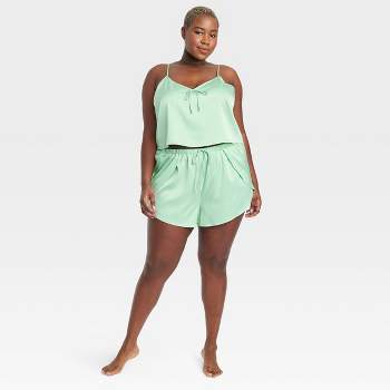 Women's Lace Trim Woven Tank And Shorts Pajama Set - Colsie™ Green Xl :  Target