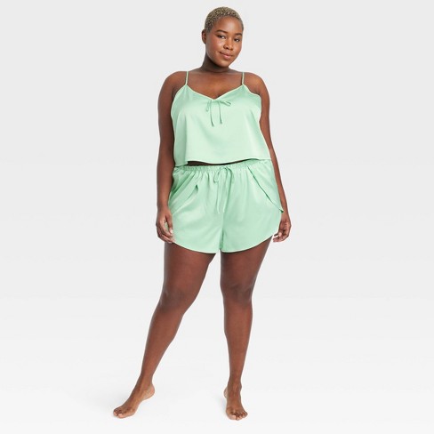 Women's Lace Trim Woven Tank And Shorts Pajama Set - Colsie™ Green L :  Target