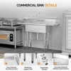 Karl Home 54 x 20 in. 3 Compartment 304 Stainless Steel Sink with 2 Drainboards - 2 of 4