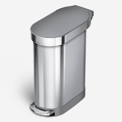 simplehuman 45L Rectangular Step Trash Can with Liner Pocket Brushed  Stainless Steel and Gray Plastic Lid