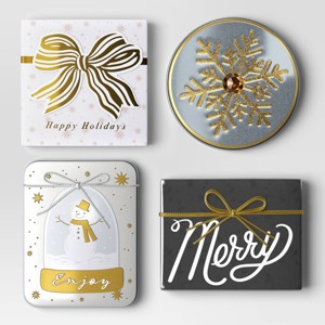 4pk Christmas Gift Card Holders Bow/Snowman/Merry/Snowflake - Wondershop™ - 1 of 3