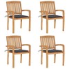 vidaXL Garden Chair Set of 4 Natural wood Solid teak wood Medium - 2 of 4