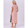 INSPIRE CHIC Women's Short Sleeves Heart Print Lace Trim Slit Side Ribbed Knit Long Nightgowns - 4 of 4
