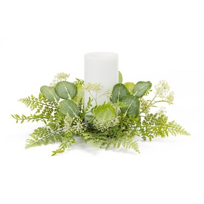 Melrose Fern Eucalyptus Foliage Candle Ring (Set of 4)