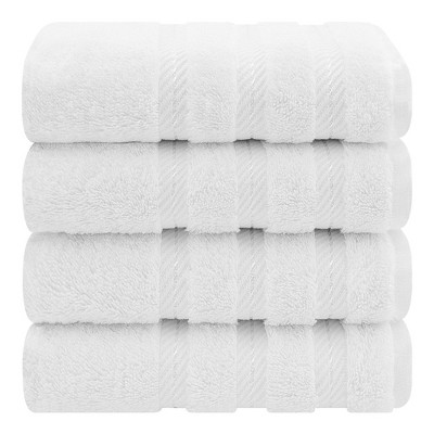 Luxury White Turkish Cotton 4-Piece Hand Towel Set